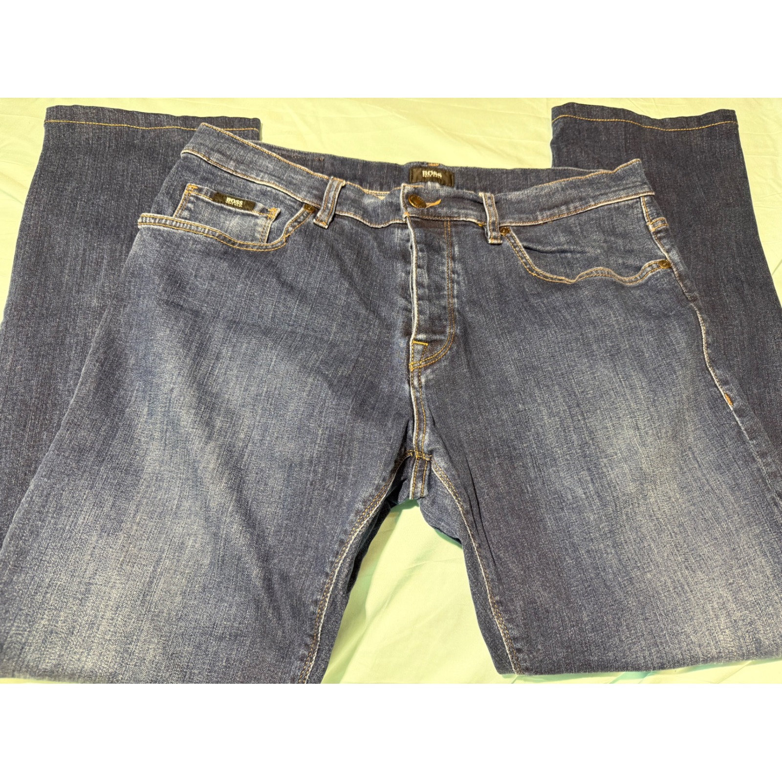 Hugo Boss Maine Regular Fit Jeans Mens 33x28 Tailored Dark Wash Stretch Denim